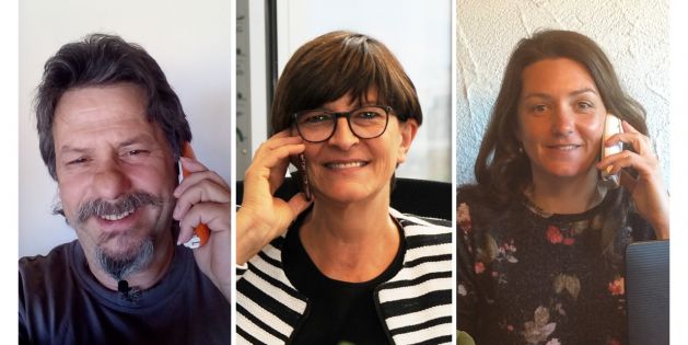 Austausch am Telefon: Mathias Fey, Saskia Esken und Jacqueline Forberg
